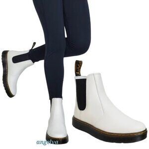 Dr. Martens Dorrian Pull on White Leather Chelsea Boots Unisex Men's SZ 8